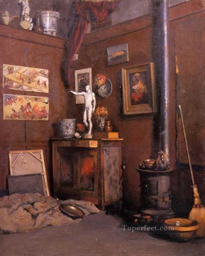  studio Painting - Interior of a Studio with Stove Gustave Caillebotte